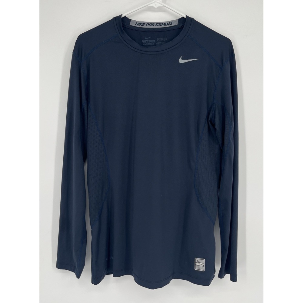 Nike Dri-Fit Pro Combat Hyperwarm Lite Shirt Mens Medium Blue Running